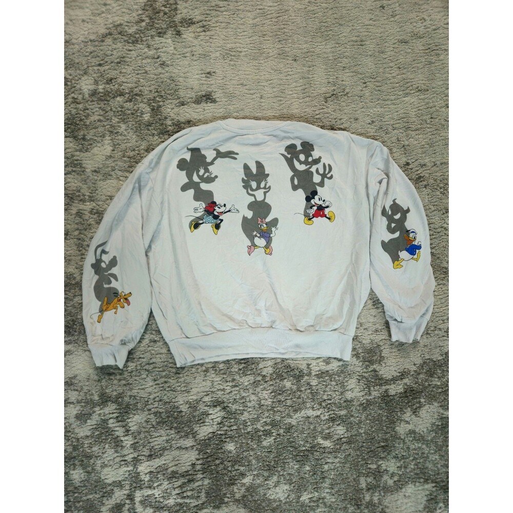 Disney Mickey and Friends Size Small White Shadow Graphic Sweatshirt